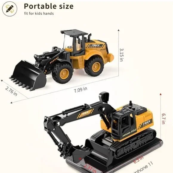 Construction Excavator Bulldozer Tractor Toy Set Gift For Kids New - Picture 2 of 6